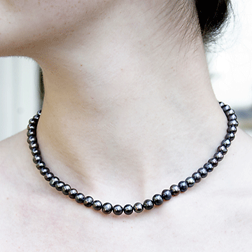 #L3 7mm 16" Black pearl necklace