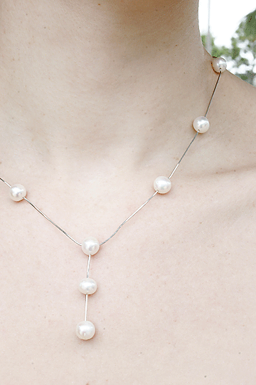 Gold Plated Stainless Steel Pearl Drop Necklace | Karen Millen