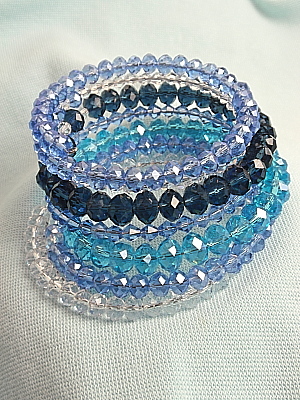 #B133 Aqua Mix Crystal Wrap Bracelet
