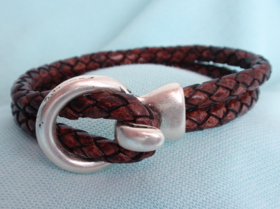 #B144BR Brown Braided Italian Leather Bracelet