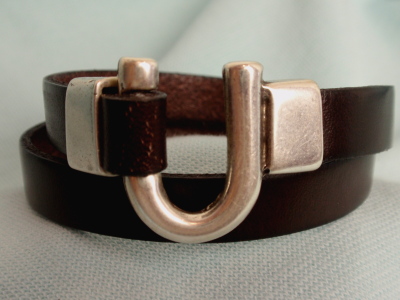 #B145BR Brown Italian Leather Wrap Bracelet