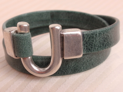 #B145MG Moss Green Italian Leather Wrap Bracelet