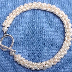 #B151 Double Strand Woven Rice Pearl Bracelet