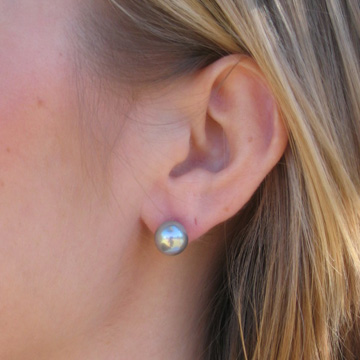 #E18710mm Silver shell pearl earrings