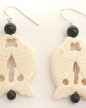 #E242 White bone fish earrings