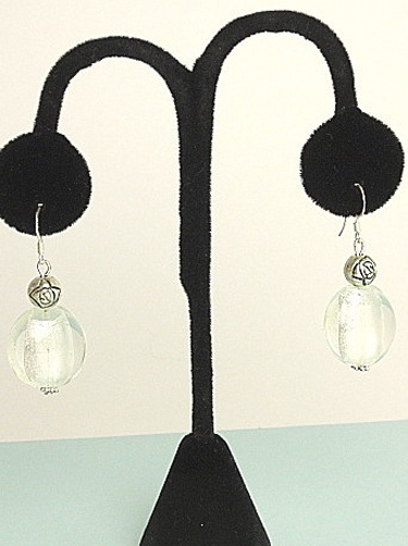 #E250 White Murano earrings