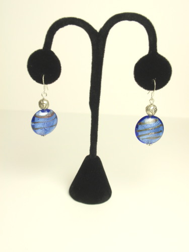 #E251 Blue striped Murano glass earrings