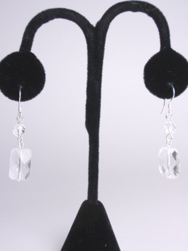 #E255 Clear Rock Quartz Earrings