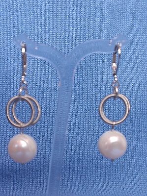 #E411FW Stainless Steel Earring with Freshwater Pearl