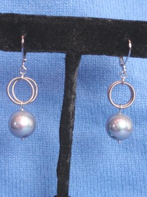#E411S Stainless Steel Leverback Earrings with Mother of Pearl