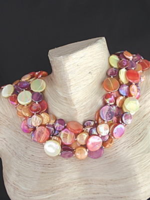 #F195 Six Strands of Multi-Colored Mother of Pearl Shell