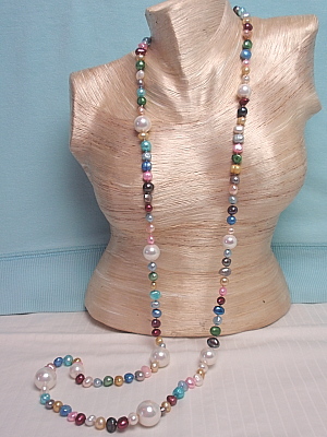 #F219 35" Mixed Freshwater Pearl Necklace with Mother of Pearl