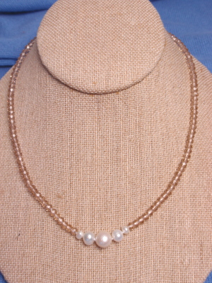 #F323 Single Crystal Necklace with Pearls