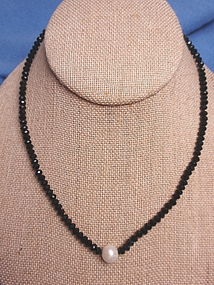 <b>#F326</b> Single Strand Faceted Crystal and Freshwater Pearl