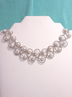 #F364W Stainless Steel "Flower" Necklace with Freshwater Pearls