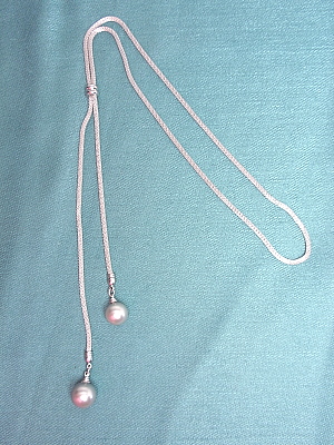 #F406S 30" Stainless Slide Necklace with Mother of Pearl
