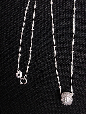 #F411S Sterling Silver Chain with Sterling Pave Pendant