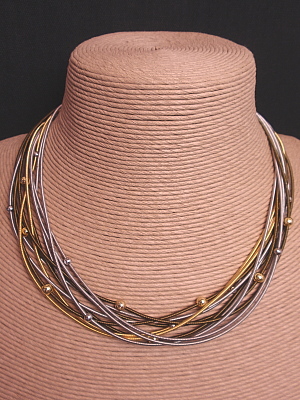 #F430 Twelve Strands of Gold and Silver Stainless Steel with Beads
