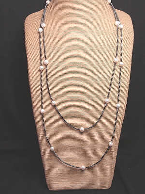 #F435 Hemitite and Freshwater Pearls 60"