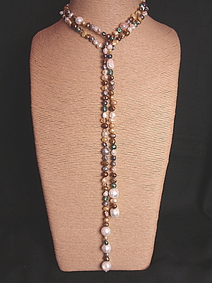 #F439 51" Mixed Freshwater Pearl Lariat