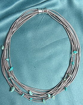 #F506 Stainless Steel Necklace with Natural Turquoise