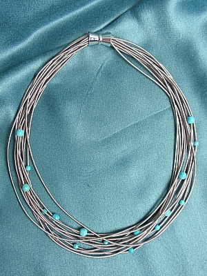 #F507 Stainless Steel Necklace with Turquoise