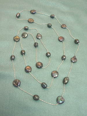 #F529BL Stainless Steel Necklace with Freshwater Pearls