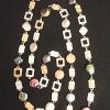 #F536R Silver Gold Geometric Necklace with Freshwater Coin Pearls