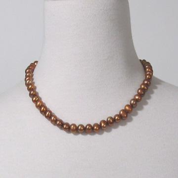 #L25 Bronze pearl necklace 17.5"