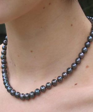 #L49AAA quality 16" 8.5 mm Black pearl necklace