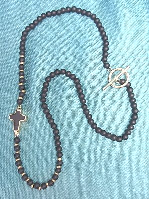#LE353 Black Agate with Cross