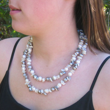 #PS338 Silver & white potato and keishi pearl necklace