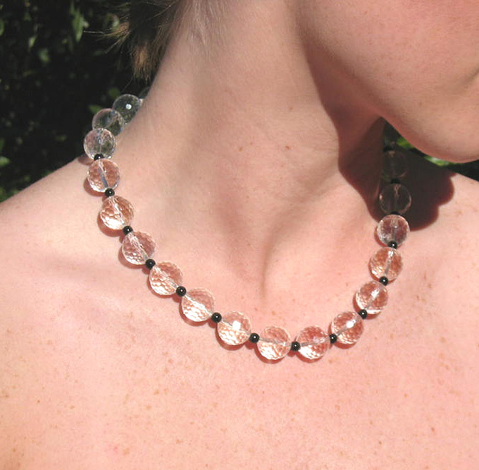 #WM37 16.5" Crystal necklace with black onyx beads