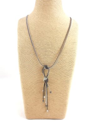 F613CS  stainless steel necklace with tassel