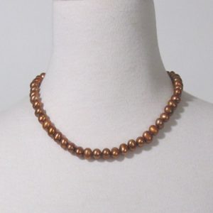 <b>#L25</b> Bronze pearl necklace 17.5"